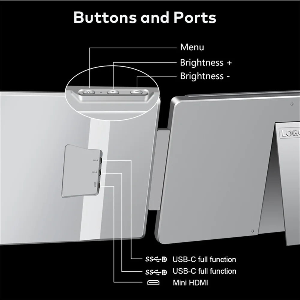 FHD IPS Gaming Series Portable LCD Backlit Monitor High-Definition Dual Triple Screen Extender for Productivity Visture