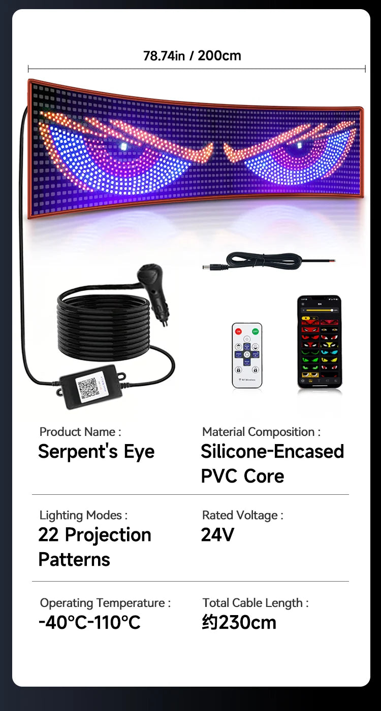 LED Truck Car Devil Eye LED Pixel Panel Light Car windshield Truck Eye For Board Windshield 12V Car Graffiti Scrolling truck lig