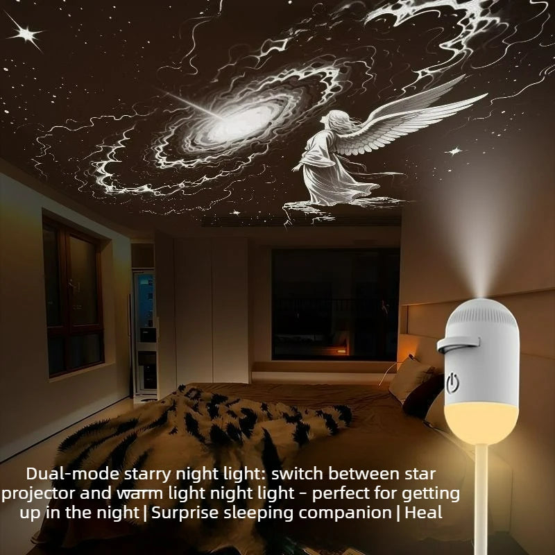 2-in-1 Mini Galaxy Star Projector Night Light with 10 Films Starry Sky Ambient Light for Bedroom Decor Kids Gift