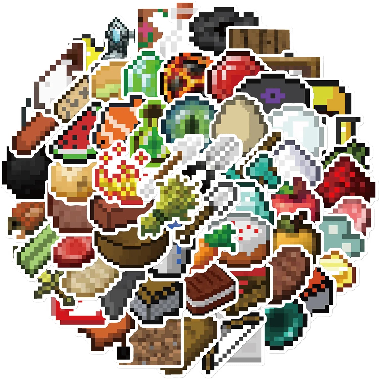 70/140PCS Creative Pixel Game Stickers Decorative Phone Cases, Laptops, Cups, Skateboards DIY Waterproof Stickers