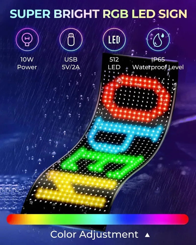 2026 New Car LED Soft Screen APP Bluetooth Control RGB Full Color Rear Window Sticker Display