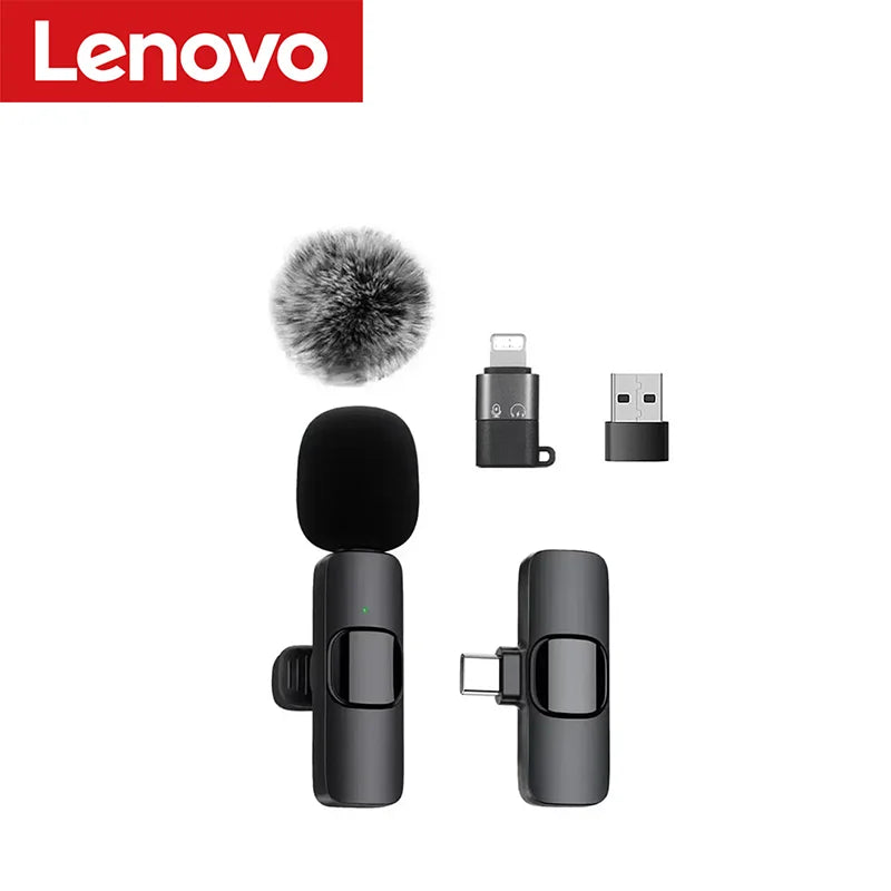 Lenovo Mini Portable Wireless Lavalier Microphone for Live Broadcast Gaming Audio Video Recording iPhone Android