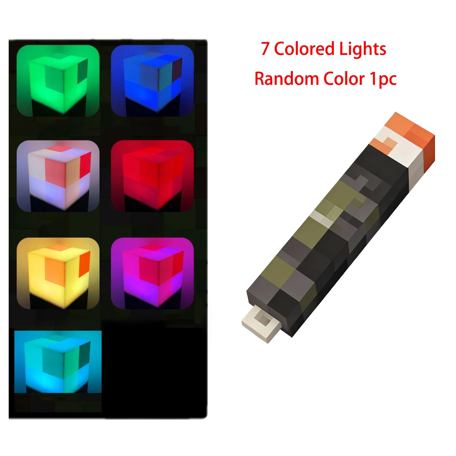 Fun Pixel Wind Design Mini Torch Keychain LED Flashlight USB Rechargeable Night Light Game Model Toys Backpack Pendant Fans Gift
