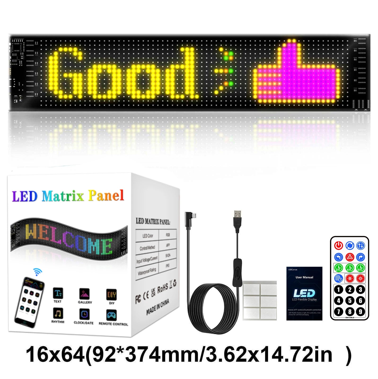 2026 New Car LED Soft Screen APP Bluetooth Control RGB Full Color Rear Window Sticker Display