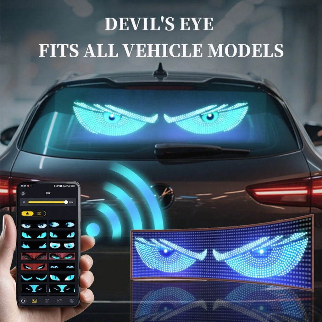 LED Truck Car Devil Eye LED Pixel Panel Light Car windshield Truck Eye For Board Windshield 12V Car Graffiti Scrolling truck lig
