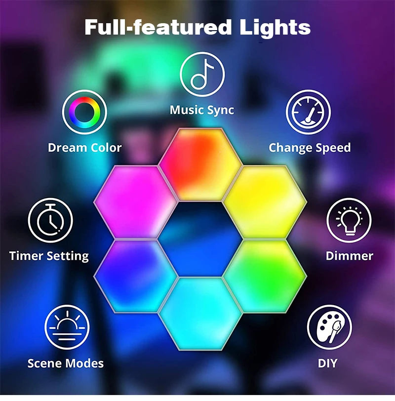 Tuya Smart RGB Quantum Light DIY Decor LED Wall Lamp APP Sound Pickup Game Room Music Rhythm Festival Atmosphere Esports Light