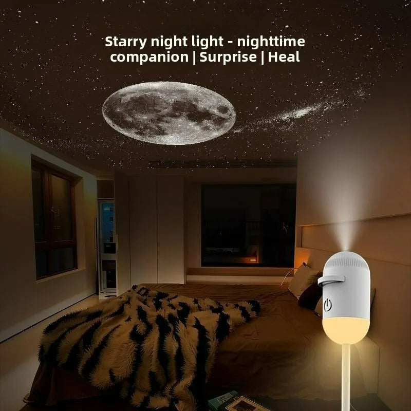 2-in-1 Mini Galaxy Star Projector Night Light with 10 Films Starry Sky Ambient Light for Bedroom Decor Kids Gift