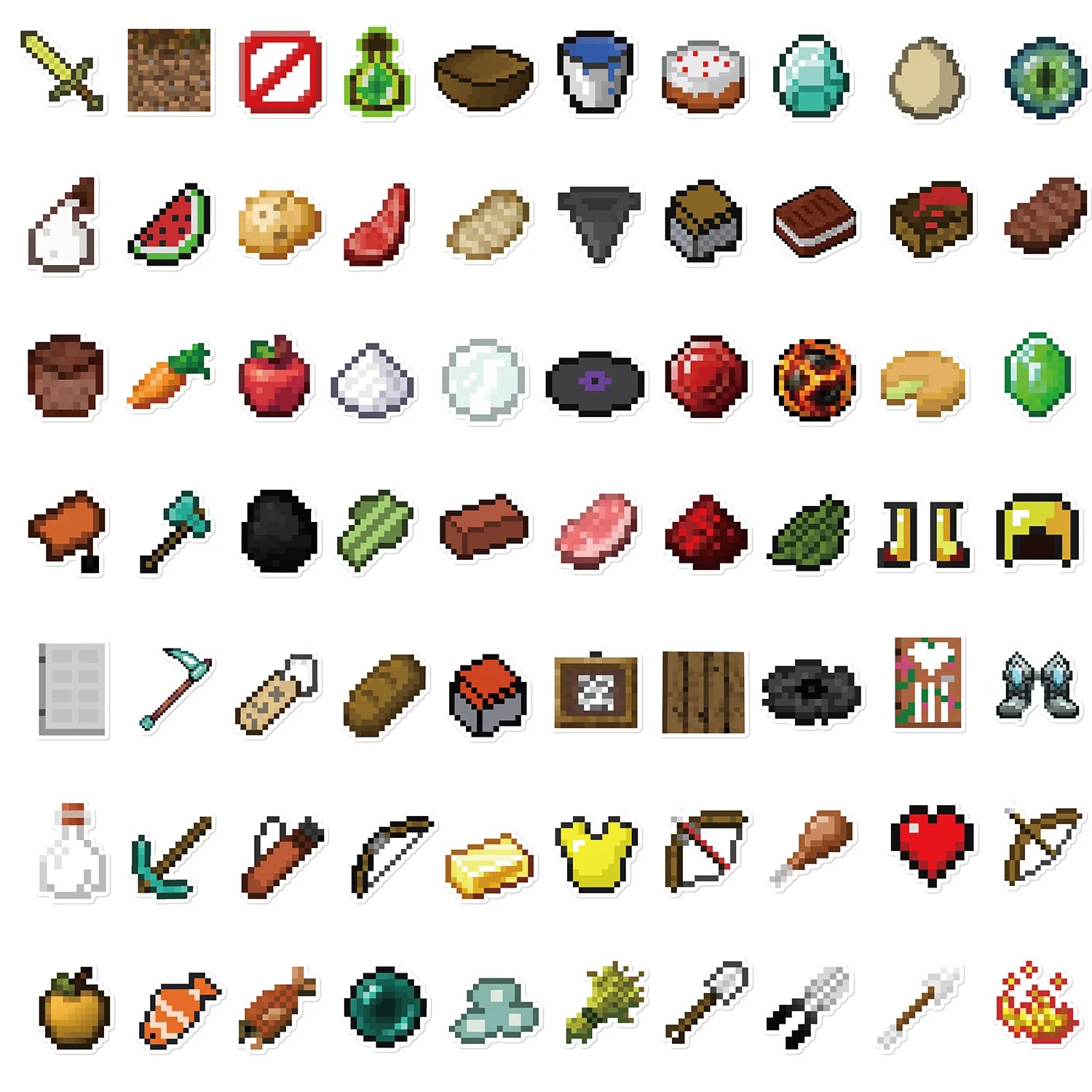 70/140PCS Creative Pixel Game Stickers Decorative Phone Cases, Laptops, Cups, Skateboards DIY Waterproof Stickers