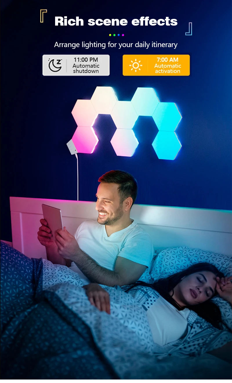 Tuya Smart RGB Quantum Light DIY Decor LED Wall Lamp APP Sound Pickup Game Room Music Rhythm Festival Atmosphere Esports Light