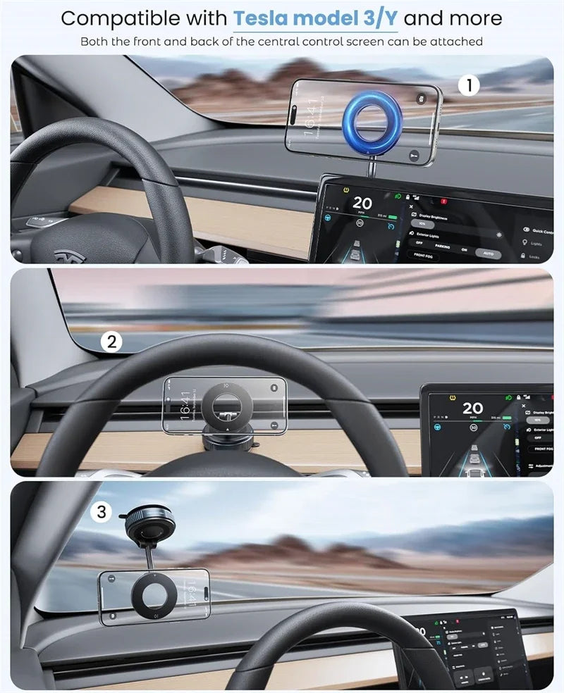 Car Mount Electric Vacuum Magnetic Holder Foldable Strong Suction Stand For Cell Phone For iphone 12 13 14 15 16 Live Streaming