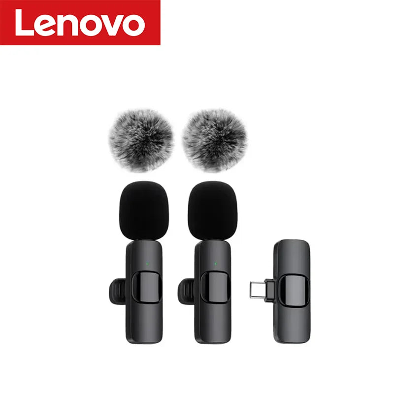 Lenovo Mini Portable Wireless Lavalier Microphone for Live Broadcast Gaming Audio Video Recording iPhone Android