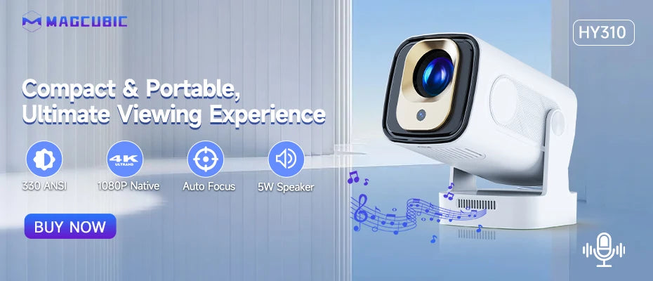 Magcubibc 8K Wifi6 HY300 Pro Projector Android 14 290 ANSI Dual WIFI Allwinner H726 BT5.4 720P Home Cinema Outdoor Portable