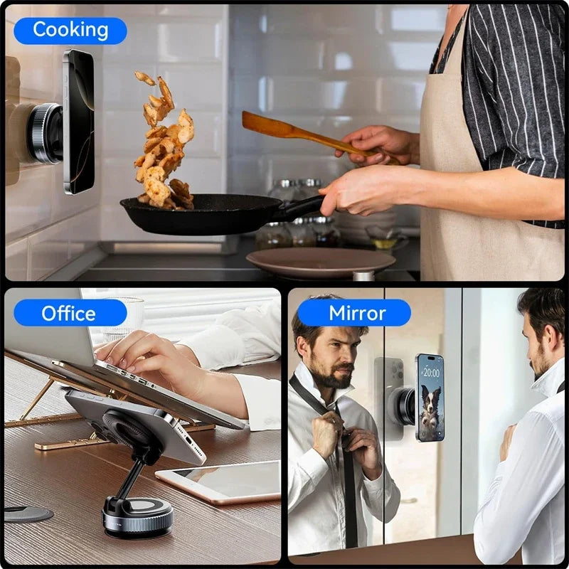 Car Mount Electric Vacuum Magnetic Holder Foldable Strong Suction Stand For Cell Phone For iphone 12 13 14 15 16 Live Streaming