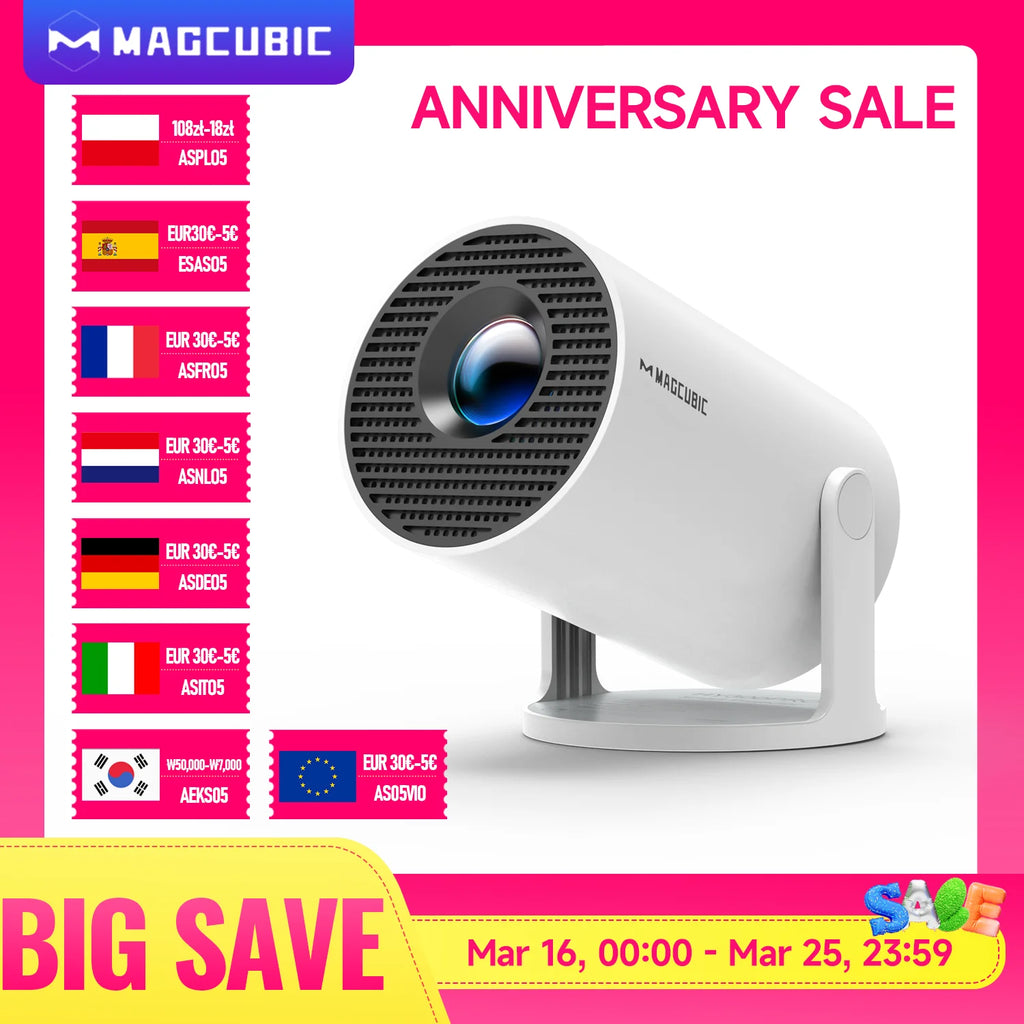 Magcubibc 8K Wifi6 HY300 Pro Projector Android 14 290 ANSI Dual WIFI Allwinner H726 BT5.4 720P Home Cinema Outdoor Portable