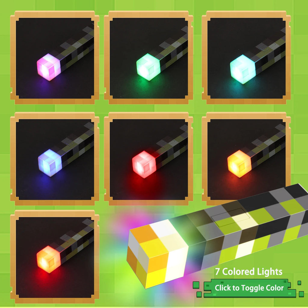 Fun Pixel Wind Design Mini Torch Keychain LED Flashlight USB Rechargeable Night Light Game Model Toys Backpack Pendant Fans Gift