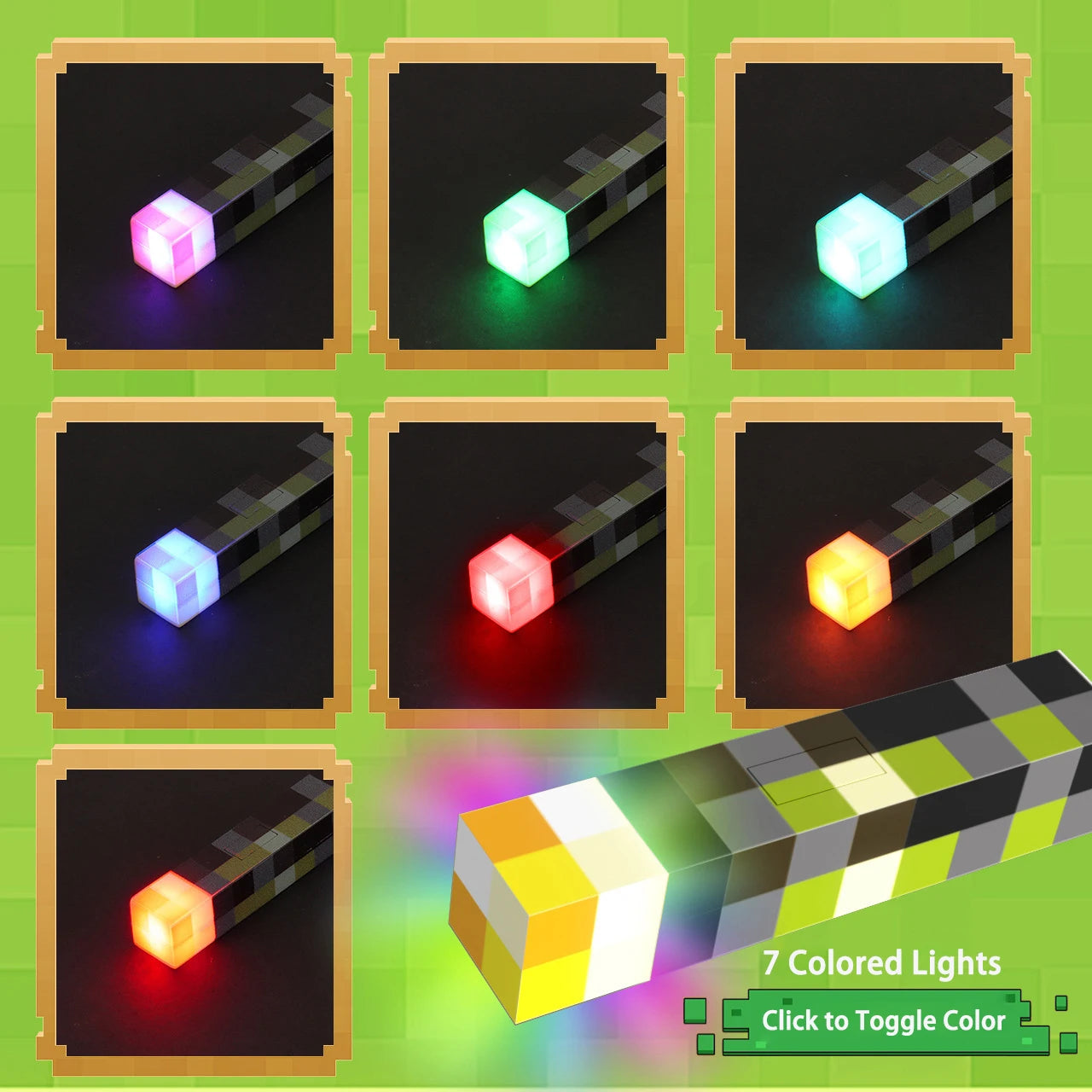 Fun Pixel Wind Design Mini Torch Keychain LED Flashlight USB Rechargeable Night Light Game Model Toys Backpack Pendant Fans Gift