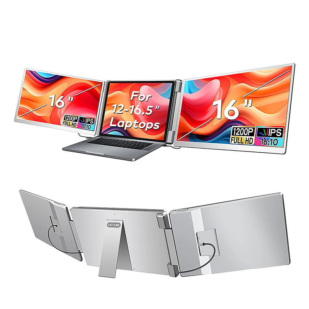 FHD IPS Gaming Series Portable LCD Backlit Monitor High-Definition Dual Triple Screen Extender for Productivity Visture