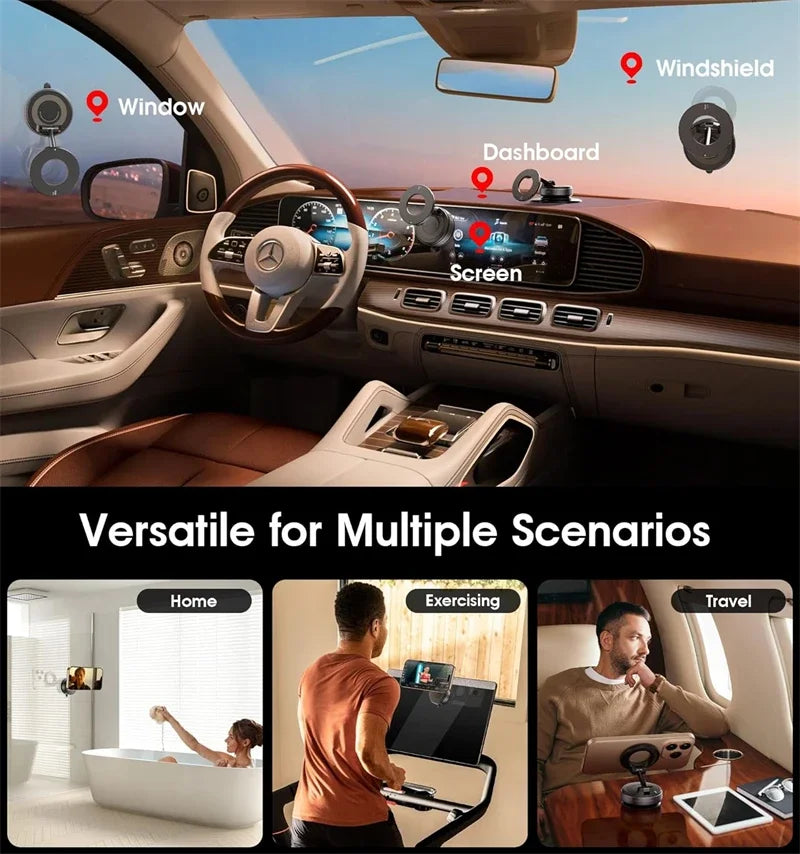 Car Mount Electric Vacuum Magnetic Holder Foldable Strong Suction Stand For Cell Phone For iphone 12 13 14 15 16 Live Streaming