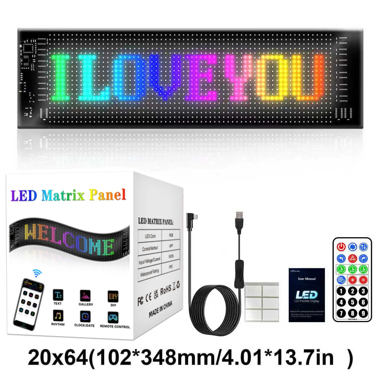 2026 New Car LED Soft Screen APP Bluetooth Control RGB Full Color Rear Window Sticker Display