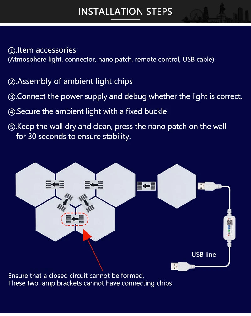 Tuya Smart RGB Quantum Light DIY Decor LED Wall Lamp APP Sound Pickup Game Room Music Rhythm Festival Atmosphere Esports Light