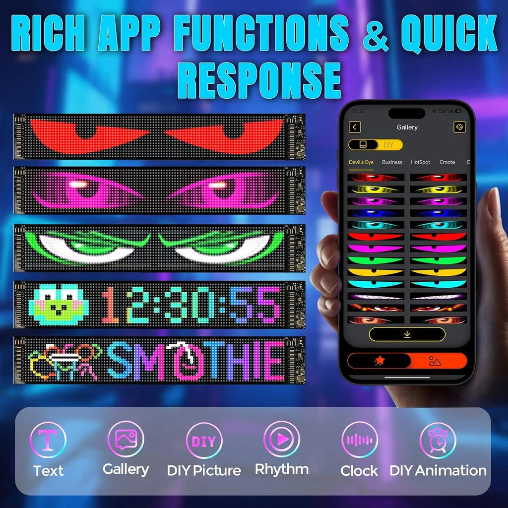 2026 New Car LED Soft Screen APP Bluetooth Control RGB Full Color Rear Window Sticker Display