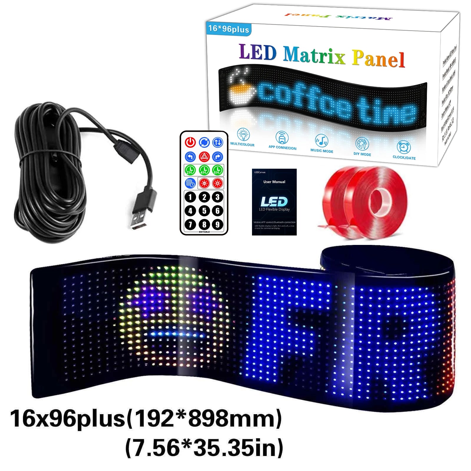 2026 New Car LED Soft Screen APP Bluetooth Control RGB Full Color Rear Window Sticker Display