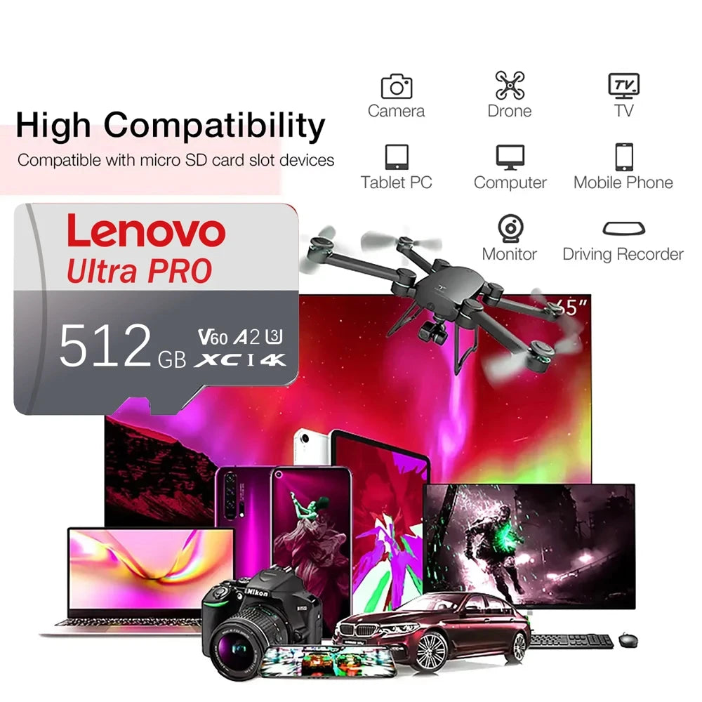 Lenovo A2 2TB 1TB MicroSD Card High Speed Memory Card 512GB 256GB 128GB MicroSD TF Flash Card for Xiaomi Phone Camera table PC