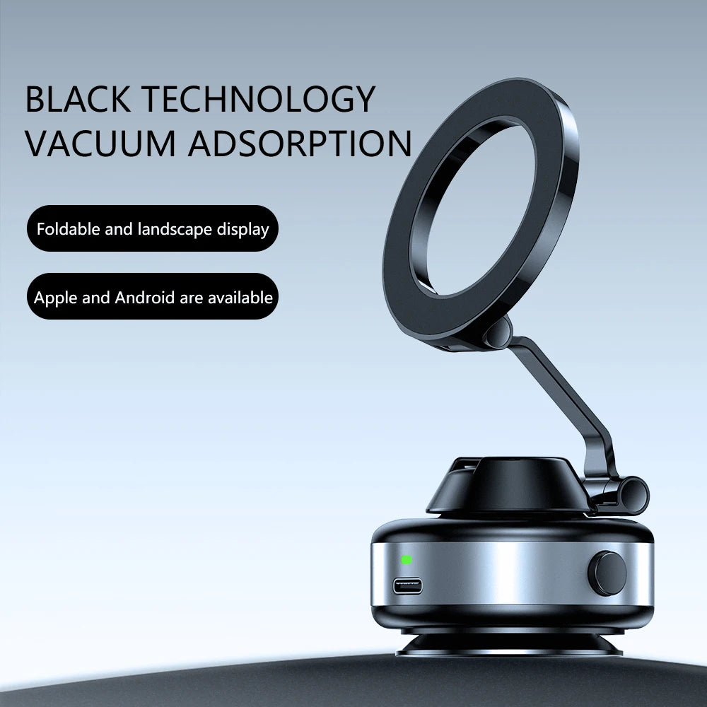 X98 Electric Vacuum Suction Cup Car Phone Holder 360°Rotation Strong Magnetic Foldable Stand for iphone 12-16 Pro Xiaomi Samsung