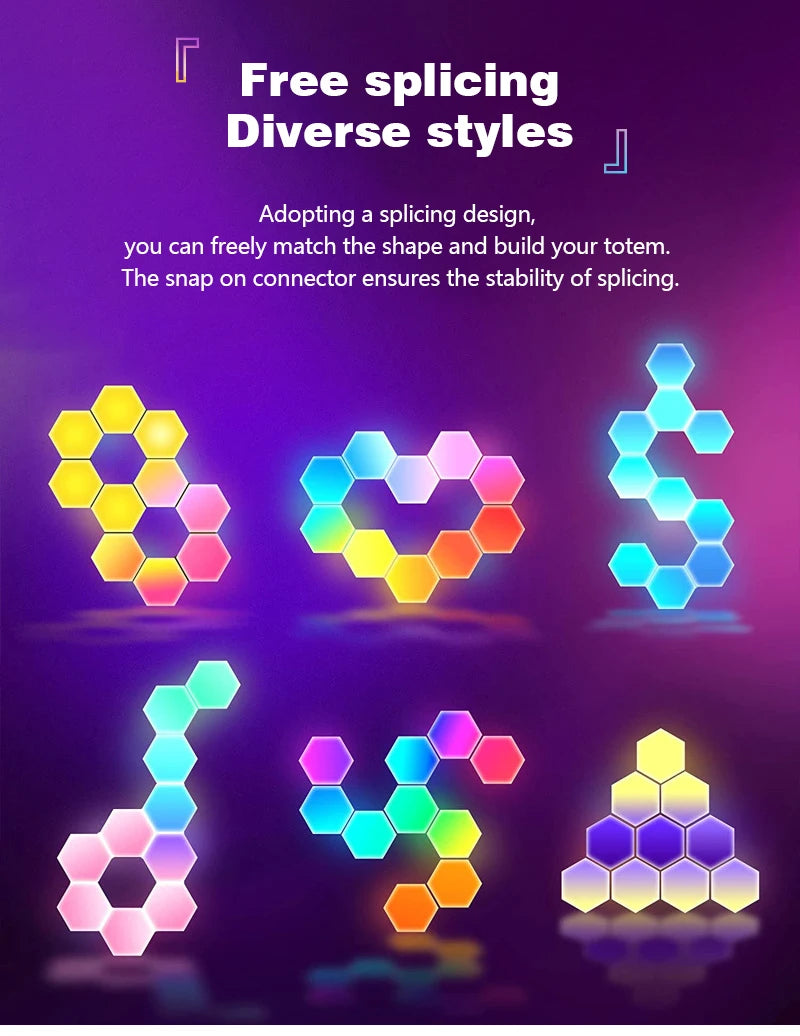 Tuya Smart RGB Quantum Light DIY Decor LED Wall Lamp APP Sound Pickup Game Room Music Rhythm Festival Atmosphere Esports Light