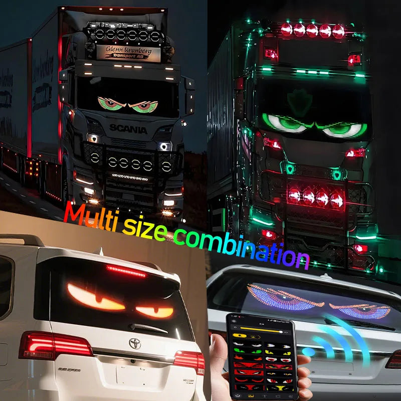 LED Truck Car Devil Eye LED Pixel Panel Light Car windshield Truck Eye For Board Windshield 12V Car Graffiti Scrolling truck lig