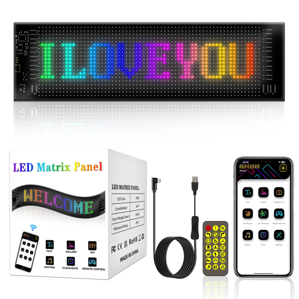2026 New Car LED Soft Screen APP Bluetooth Control RGB Full Color Rear Window Sticker Display