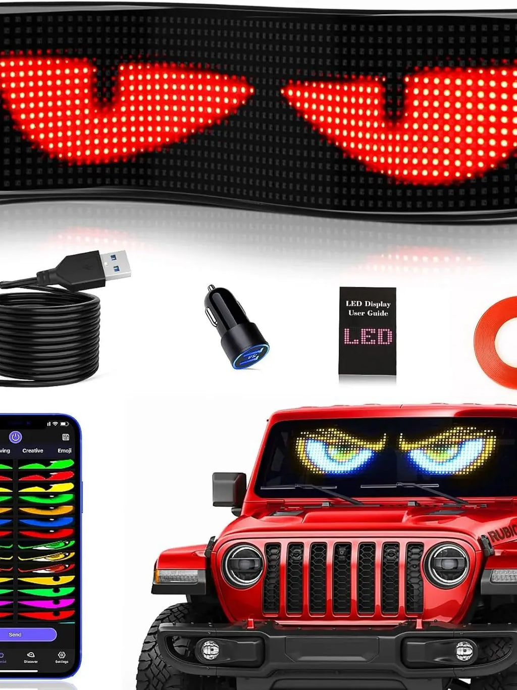 2026 New Car LED Soft Screen APP Bluetooth Control RGB Full Color Rear Window Sticker Display