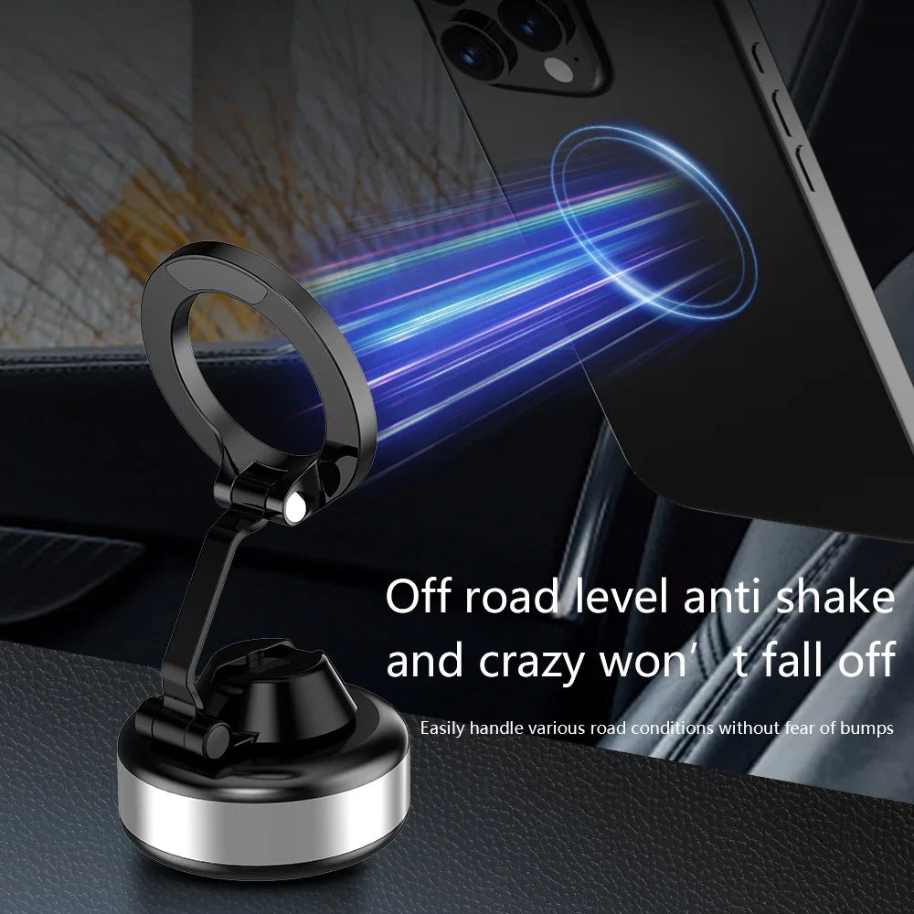 X98 Electric Vacuum Suction Cup Car Phone Holder 360°Rotation Strong Magnetic Foldable Stand for iphone 12-16 Pro Xiaomi Samsung
