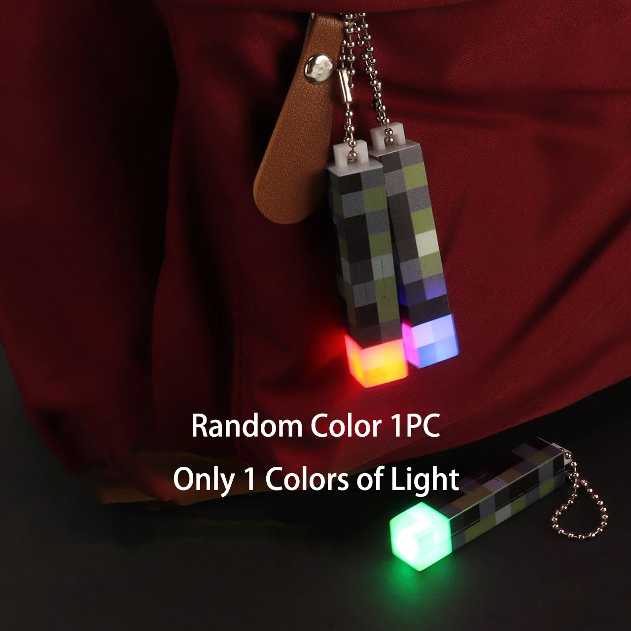 Fun Pixel Wind Design Mini Torch Keychain LED Flashlight USB Rechargeable Night Light Game Model Toys Backpack Pendant Fans Gift