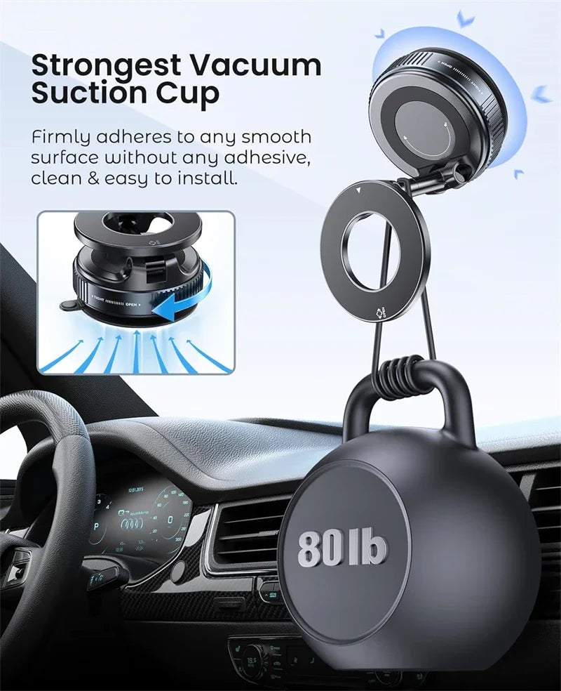 Car Mount Electric Vacuum Magnetic Holder Foldable Strong Suction Stand For Cell Phone For iphone 12 13 14 15 16 Live Streaming