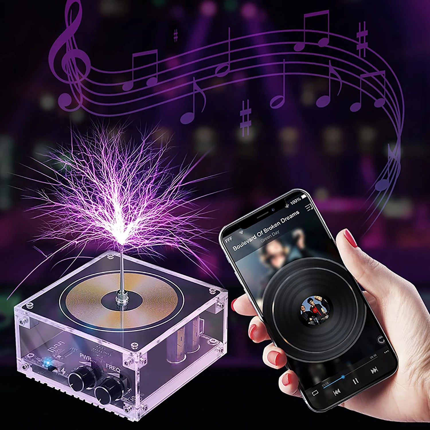 Updated Version Bluetooth Music Tesla Coil  Wireless Transmission Experiment Desktop Toy Touchable Artificial Ligh