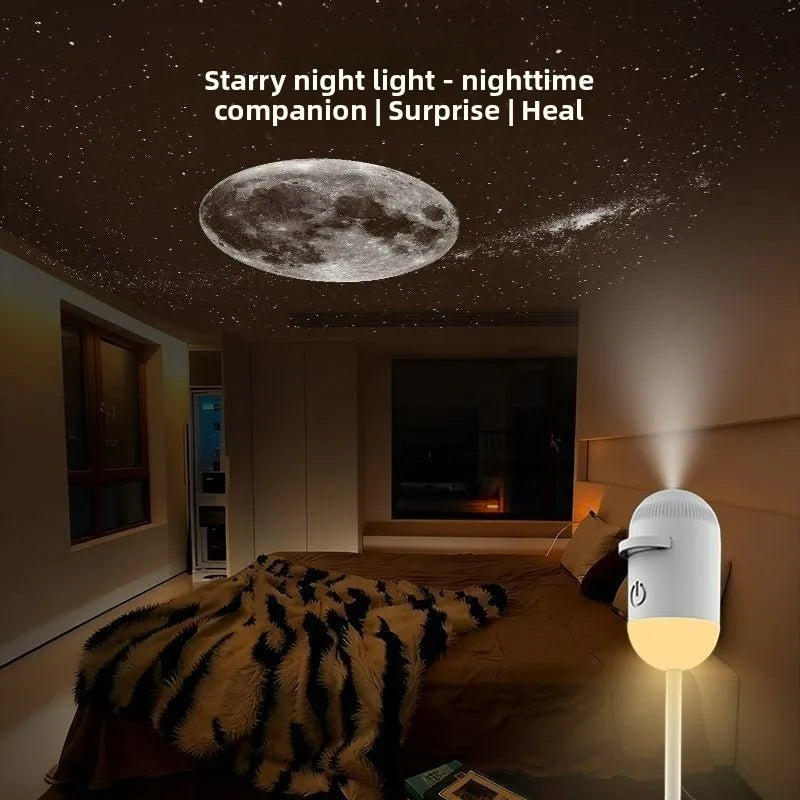 2-in-1 Mini Galaxy Star Projector Night Light with 10 Films Starry Sky Ambient Light for Bedroom Decor Kids Gift