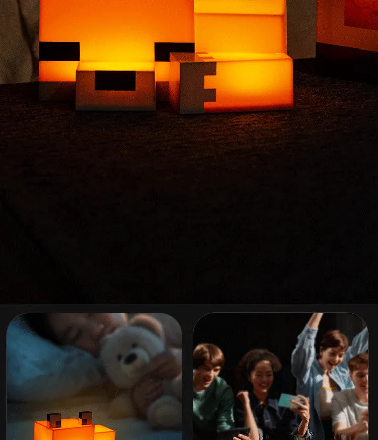 MC Game Cute Fox Night Light Soft Orange Glow Officially Licensed Decor And Desk Lamp For Gaming Room Or Kids And Tween Bedroom