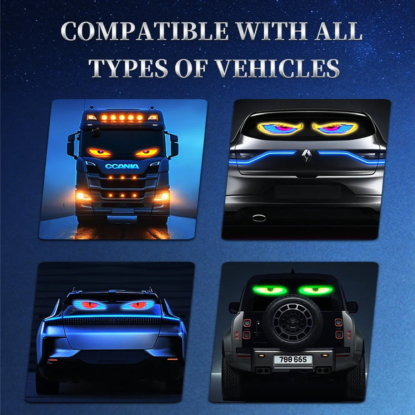 LED Truck Car Devil Eye LED Pixel Panel Light Car windshield Truck Eye For Board Windshield 12V Car Graffiti Scrolling truck lig