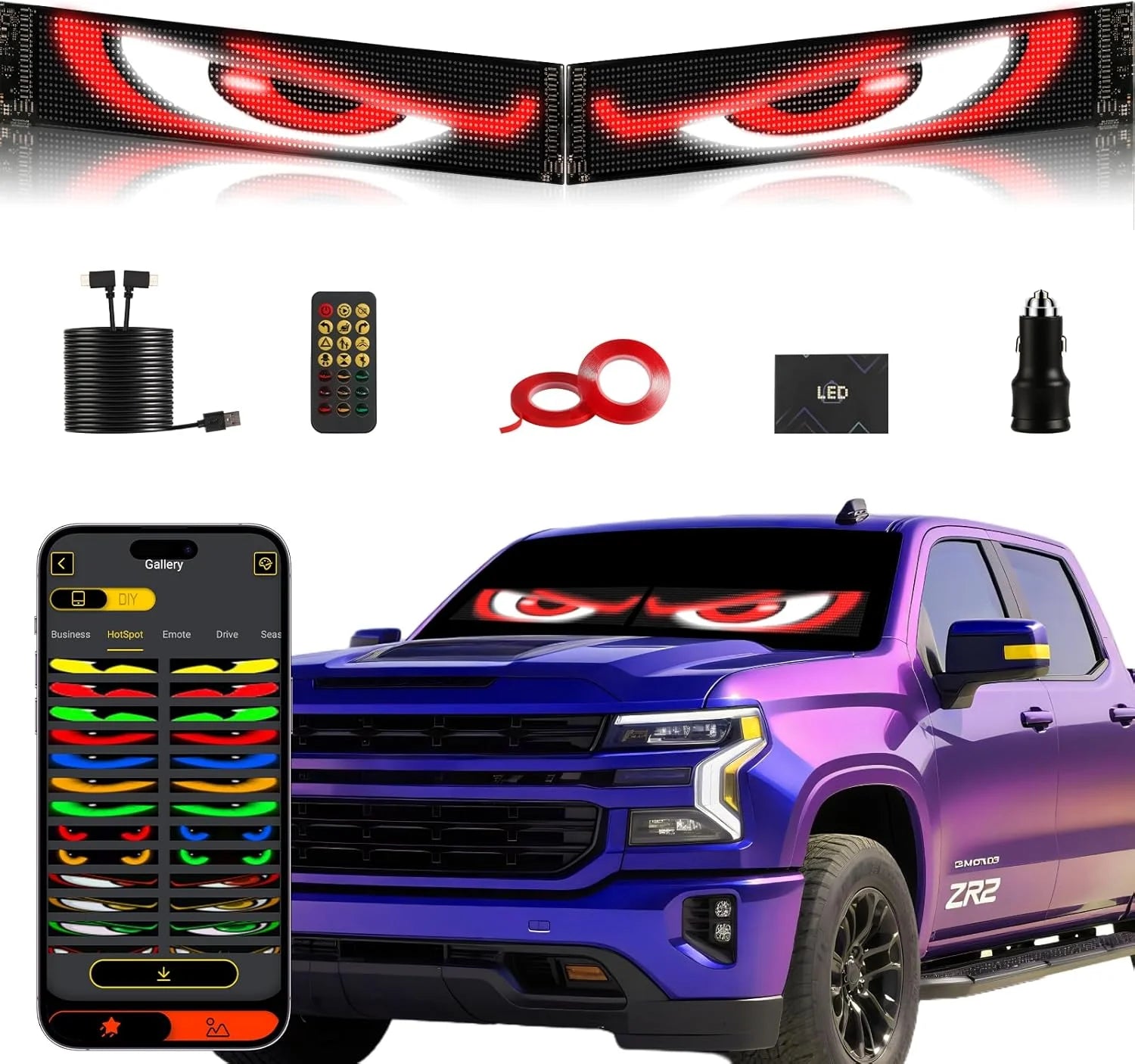 2026 New Car LED Soft Screen APP Bluetooth Control RGB Full Color Rear Window Sticker Display