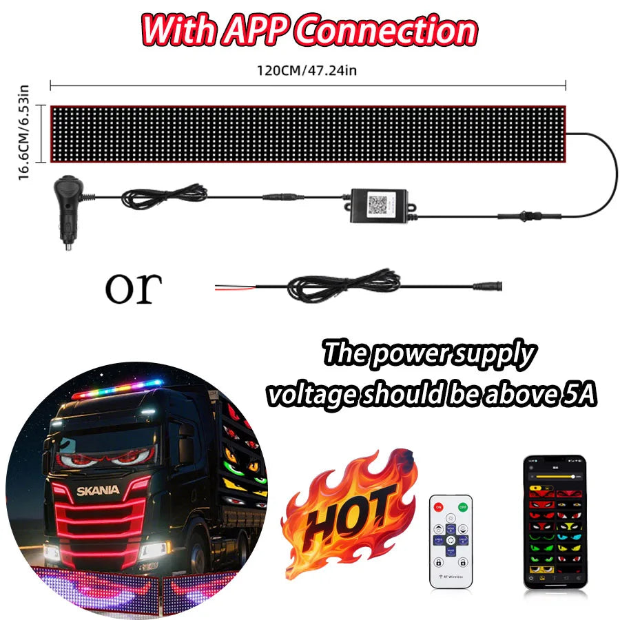 LED Truck Car Devil Eye LED Pixel Panel Light Car windshield Truck Eye For Board Windshield 12V Car Graffiti Scrolling truck lig