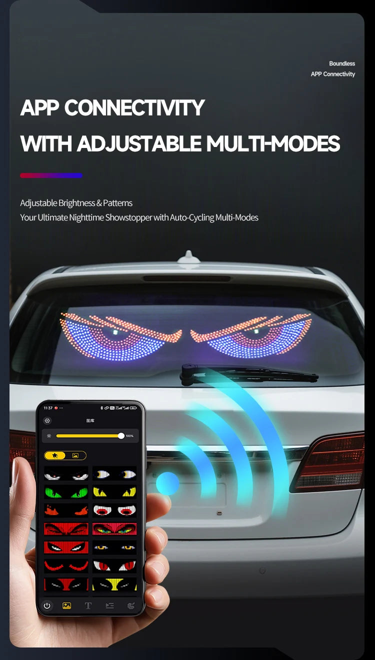 LED Truck Car Devil Eye LED Pixel Panel Light Car windshield Truck Eye For Board Windshield 12V Car Graffiti Scrolling truck lig