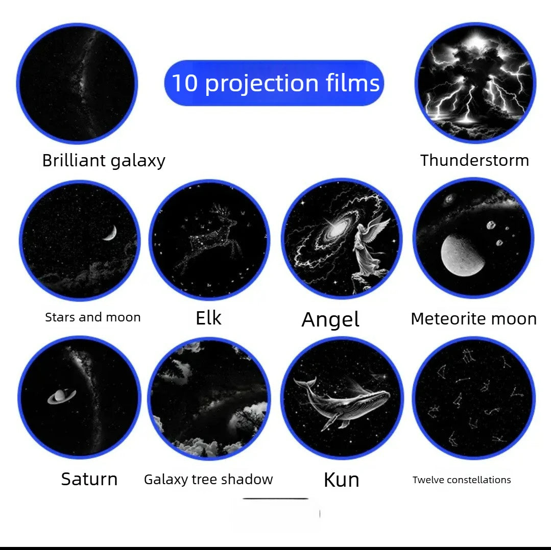 2-in-1 Mini Galaxy Star Projector Night Light with 10 Films Starry Sky Ambient Light for Bedroom Decor Kids Gift
