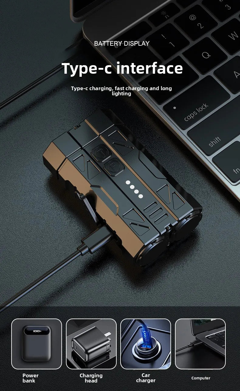 JIASHUAIXIN Aluminum alloy high-performance EDC multi-function flashlight portable dual switch four-bead power display