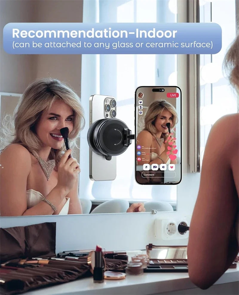 Car Mount Electric Vacuum Magnetic Holder Foldable Strong Suction Stand For Cell Phone For iphone 12 13 14 15 16 Live Streaming