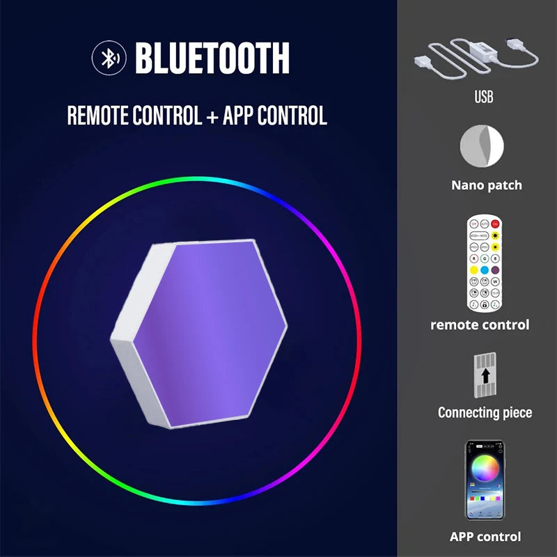 Tuya Smart RGB Quantum Light DIY Decor LED Wall Lamp APP Sound Pickup Game Room Music Rhythm Festival Atmosphere Esports Light