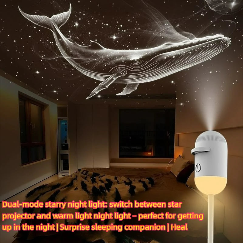2-in-1 Mini Galaxy Star Projector Night Light with 10 Films Starry Sky Ambient Light for Bedroom Decor Kids Gift