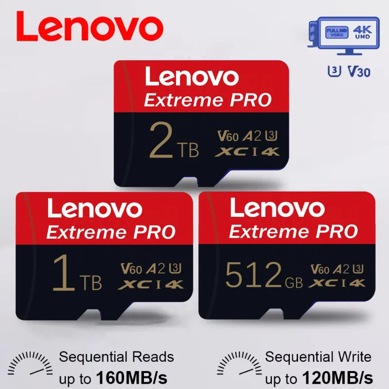 Lenovo High Speed Micro SD Card Memory Card 2TB 1TB Class 10 Micro TF Flash Usb Pen Drive Card 1TB 512GB for Smartphone Switch
