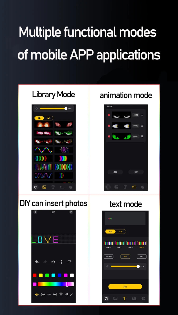 LED Truck Car Devil Eye LED Pixel Panel Light Car windshield Truck Eye For Board Windshield 12V Car Graffiti Scrolling truck lig